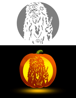 Zombie Hippie Pumpkin Stencil