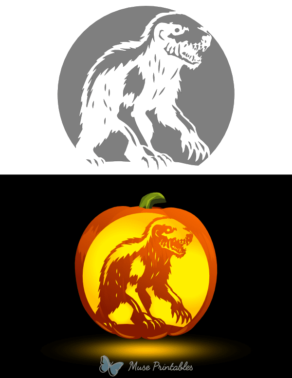 Zombie Honey Badger Pumpkin Stencil