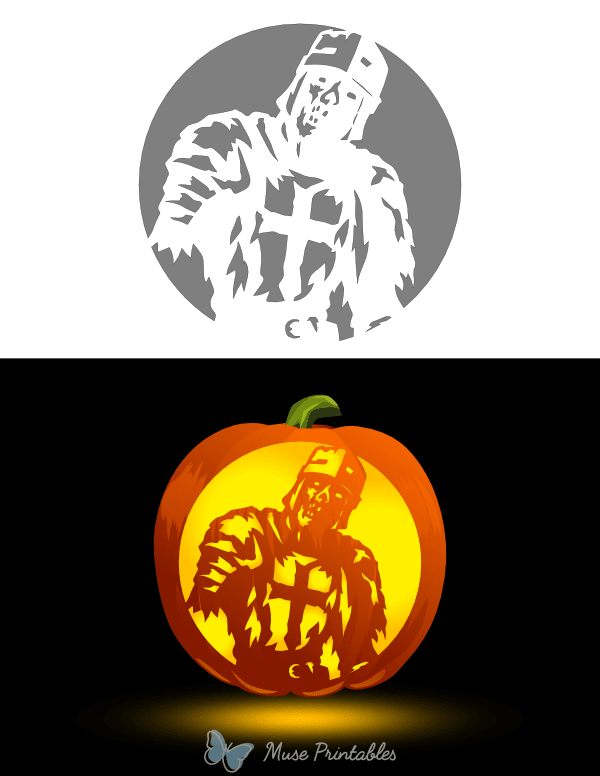 Zombie Knight Pumpkin Stencil