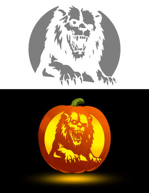 Zombie Lion Pumpkin Stencil