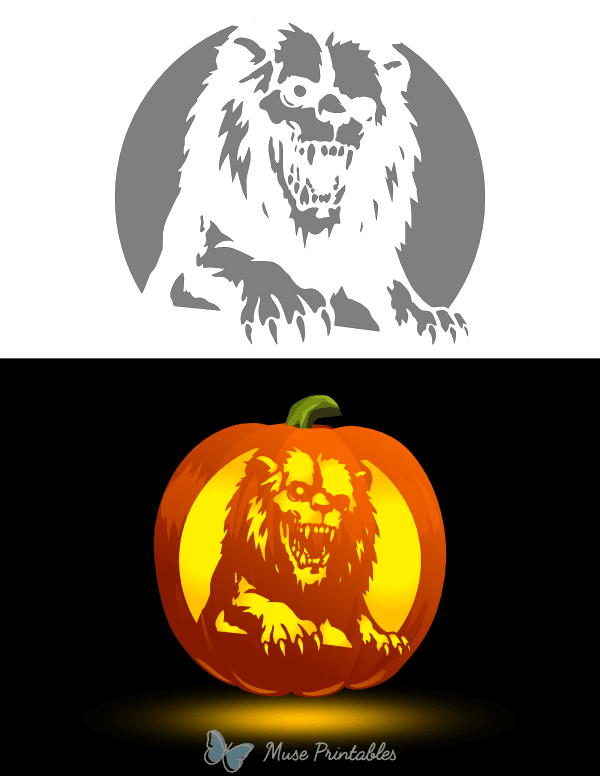 Zombie Lion Pumpkin Stencil