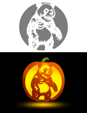 Zombie Panda Pumpkin Stencil