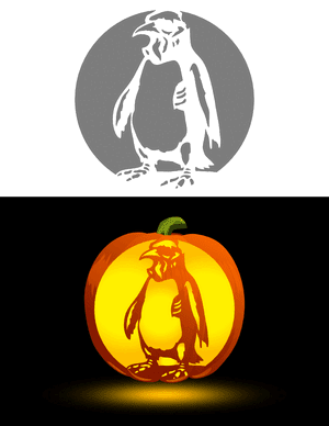 Zombie Penguin Pumpkin Stencil