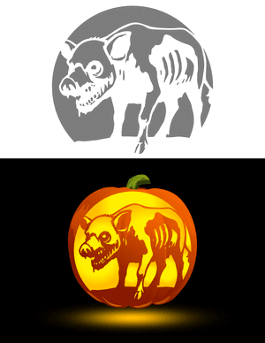 Zombie Pig Pumpkin Stencil