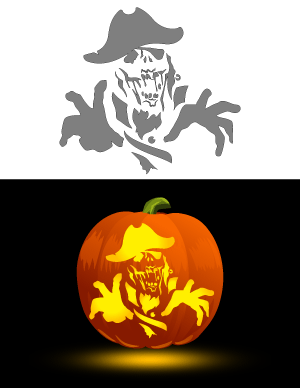 Zombie Pirate Pumpkin Stencil