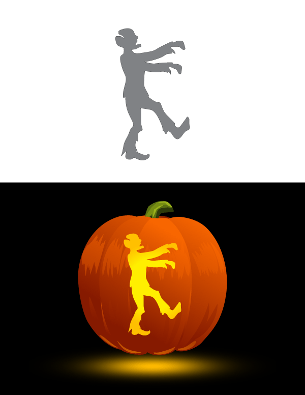 easy zombie pumpkin stencil