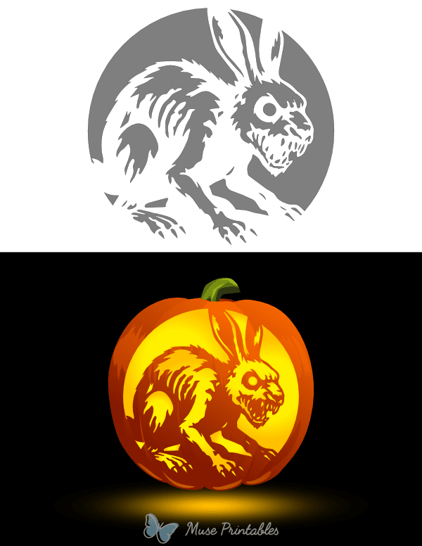 Zombie Rabbit Pumpkin Stencil
