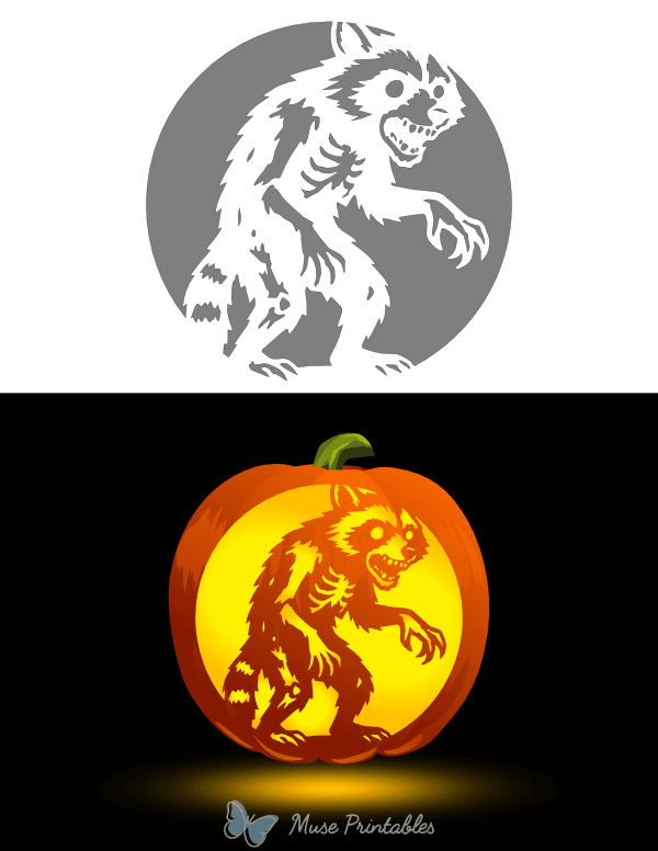 Zombie Raccoon Pumpkin Stencil