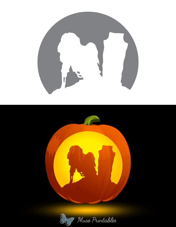 Zombie Rising From Grave Pumpkin Stencil