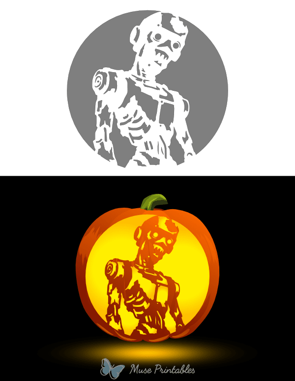 Zombie Robot Pumpkin Stencil