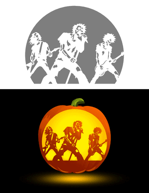 Zombie Rock Band Pumpkin Stencil