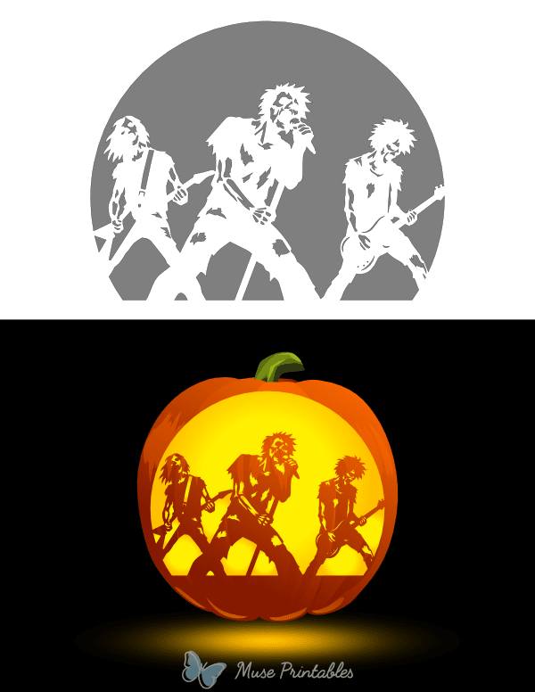 Zombie Rock Band Pumpkin Stencil