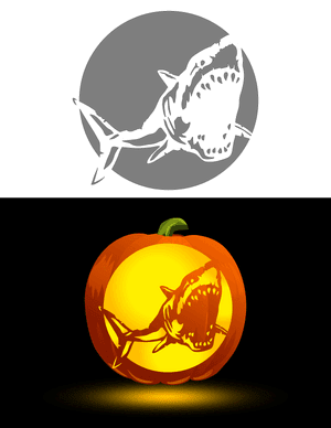 Zombie Shark Pumpkin Stencil