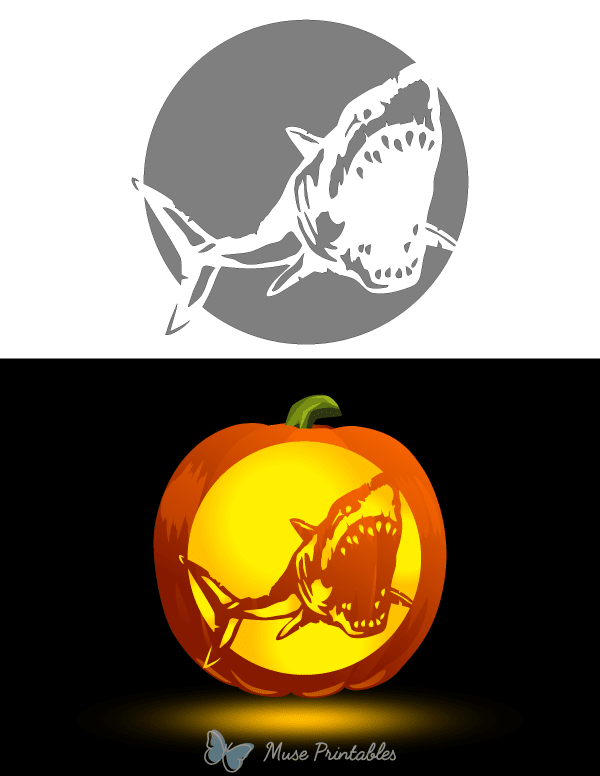 Zombie Shark Pumpkin Stencil