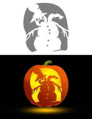 Zombie Snowman Pumpkin Stencil
