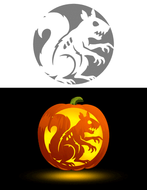 Zombie Squirrel Pumpkin Stencil