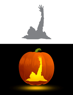 Zombie Waving Pumpkin Stencil