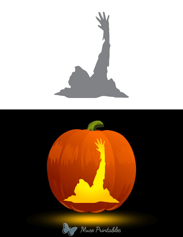 Zombie Waving Pumpkin Stencil