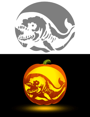 Zombie Whale Pumpkin Stencil