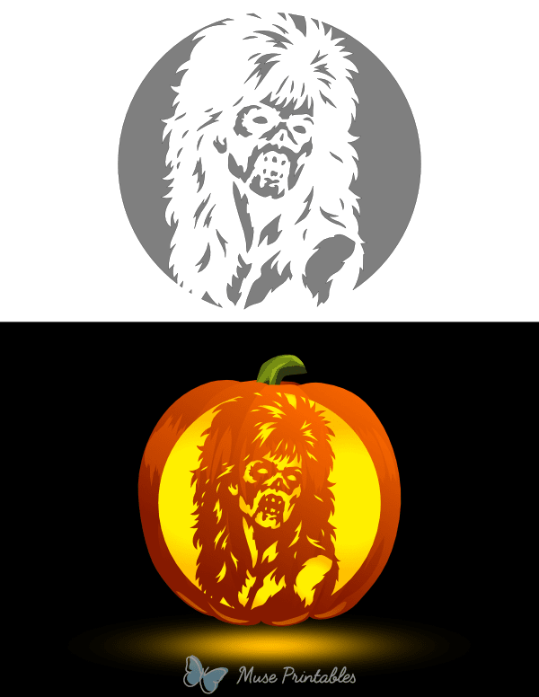 Zombie With 80s Hair Pumpkin Stencil