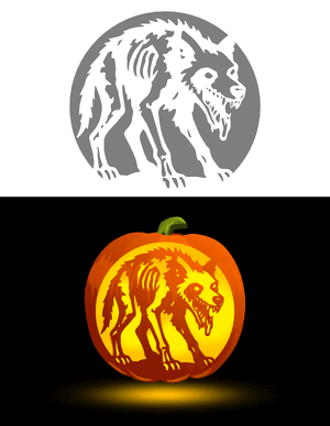 Zombie Wolf Pumpkin Stencil