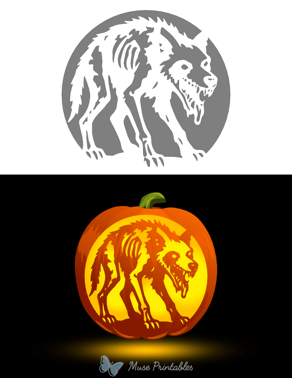 Zombie Wolf Pumpkin Stencil