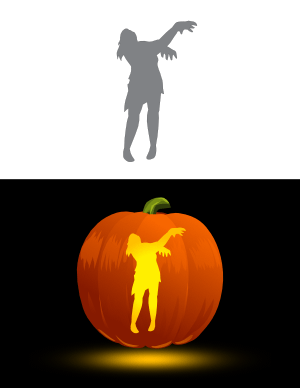 Zombie Woman Pumpkin Stencil