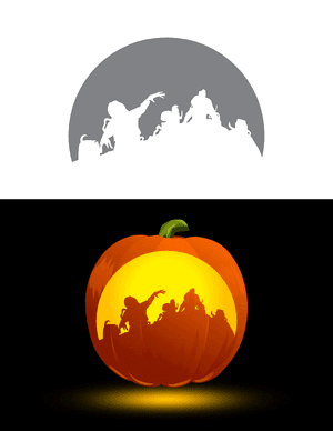 Zombies Rising From the Grave Pumpkin Stencil