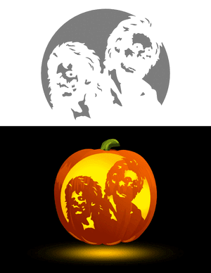 Zombies With 80s Hair Pumpkin Stencil