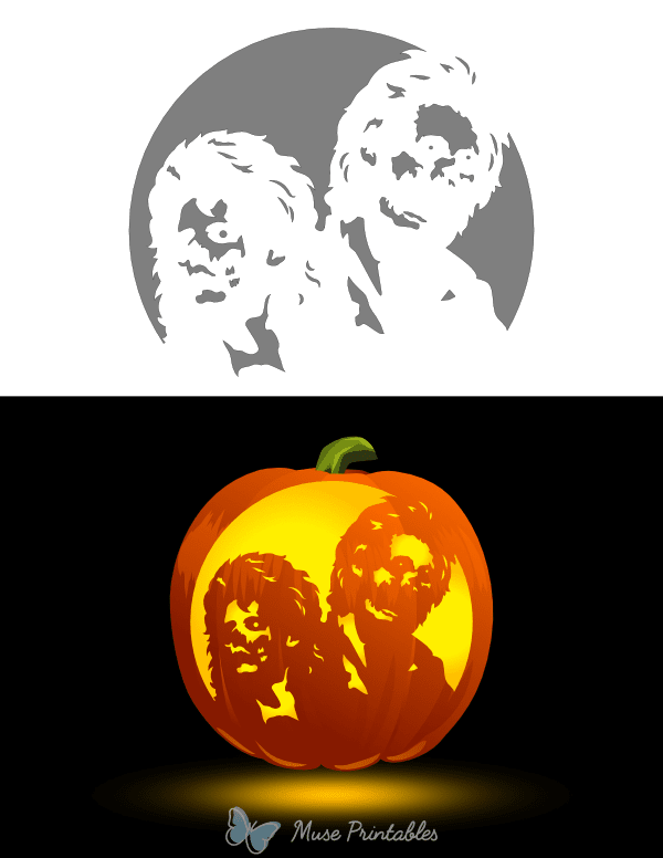 Zombies With 80s Hair Pumpkin Stencil