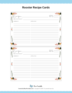 Rooster Recipe Cards