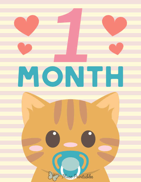 1 Month Old Animal Baby Milestone Sign