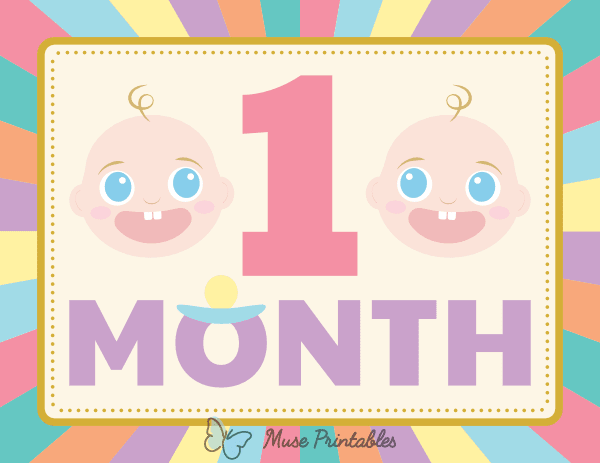 1 Month Old Colorful Baby Milestone Sign