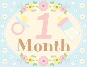 1 Month Old Floral Baby Milestone Sign