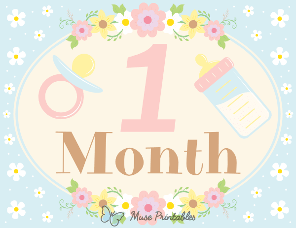 1 Month Old Floral Baby Milestone Sign