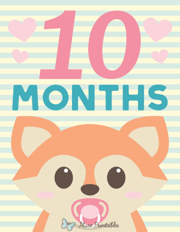10 Months Old Animal Baby Milestone Sign