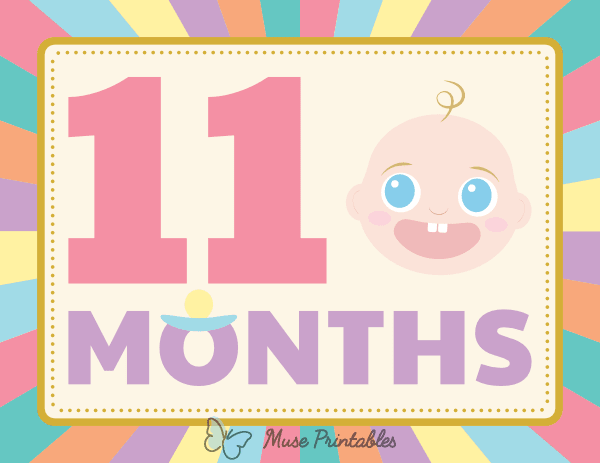 11 Months Old Colorful Baby Milestone Sign