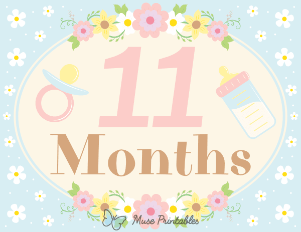 11 Months Old Floral Baby Milestone Sign