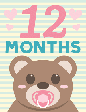 12 Months Old Animal Baby Milestone Sign