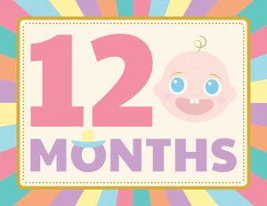 12 Months Old Colorful Baby Milestone Sign
