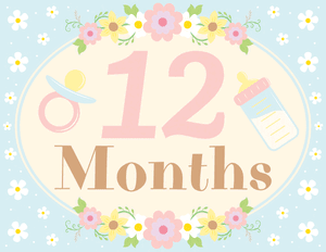 12 Months Old Floral Baby Milestone Sign
