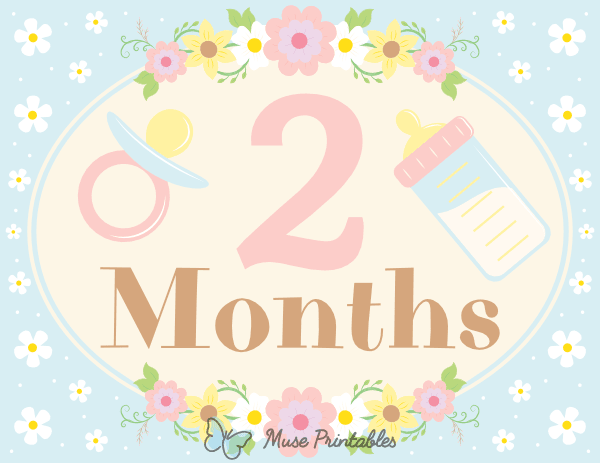 2 Months Old Floral Baby Milestone Sign