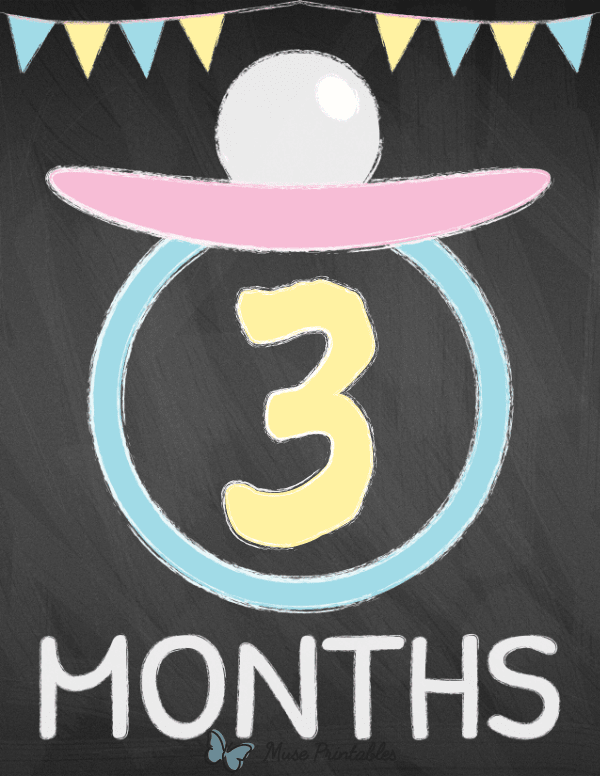 3 Months Old Chalkboard Baby Milestone Sign