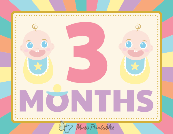 3 Months Old Colorful Baby Milestone Sign