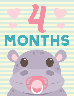 4 Months Old Animal Baby Milestone Sign