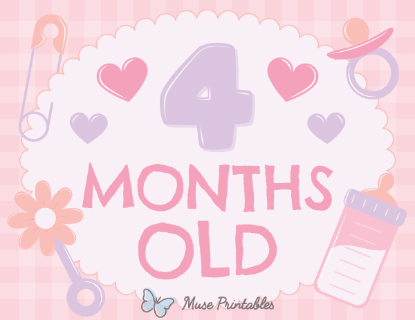 4 Months Old Baby Girl Milestone Sign