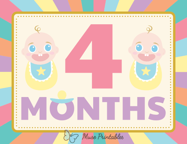 4 Months Old Colorful Baby Milestone Sign