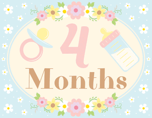 4 Months Old Floral Baby Milestone Sign