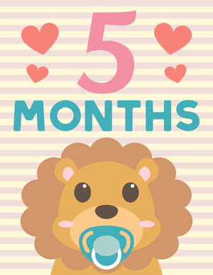 5 Months Old Animal Baby Milestone Sign