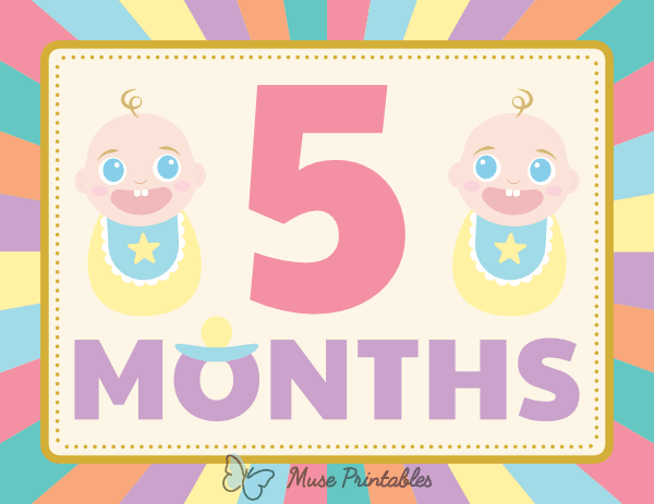 5 Months Old Colorful Baby Milestone Sign